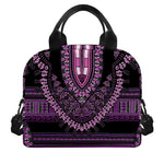 Purple And Black African Dashiki Print Insulated Lunch Bag