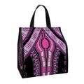 Purple And Black African Dashiki Print Insulated Lunch Tote