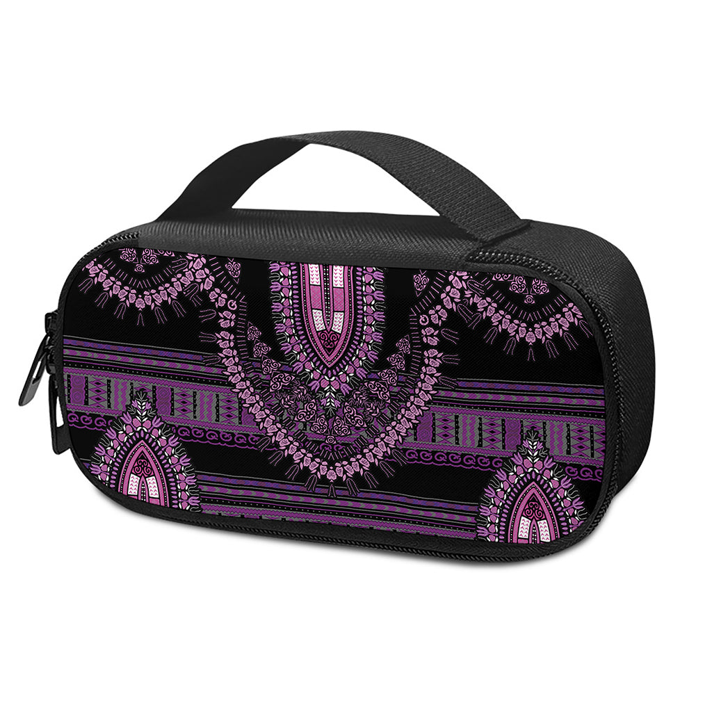 Purple And Black African Dashiki Print Insulin Cooler Travel Case