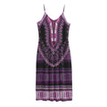 Purple And Black African Dashiki Print Jersey Midi Cami Dress