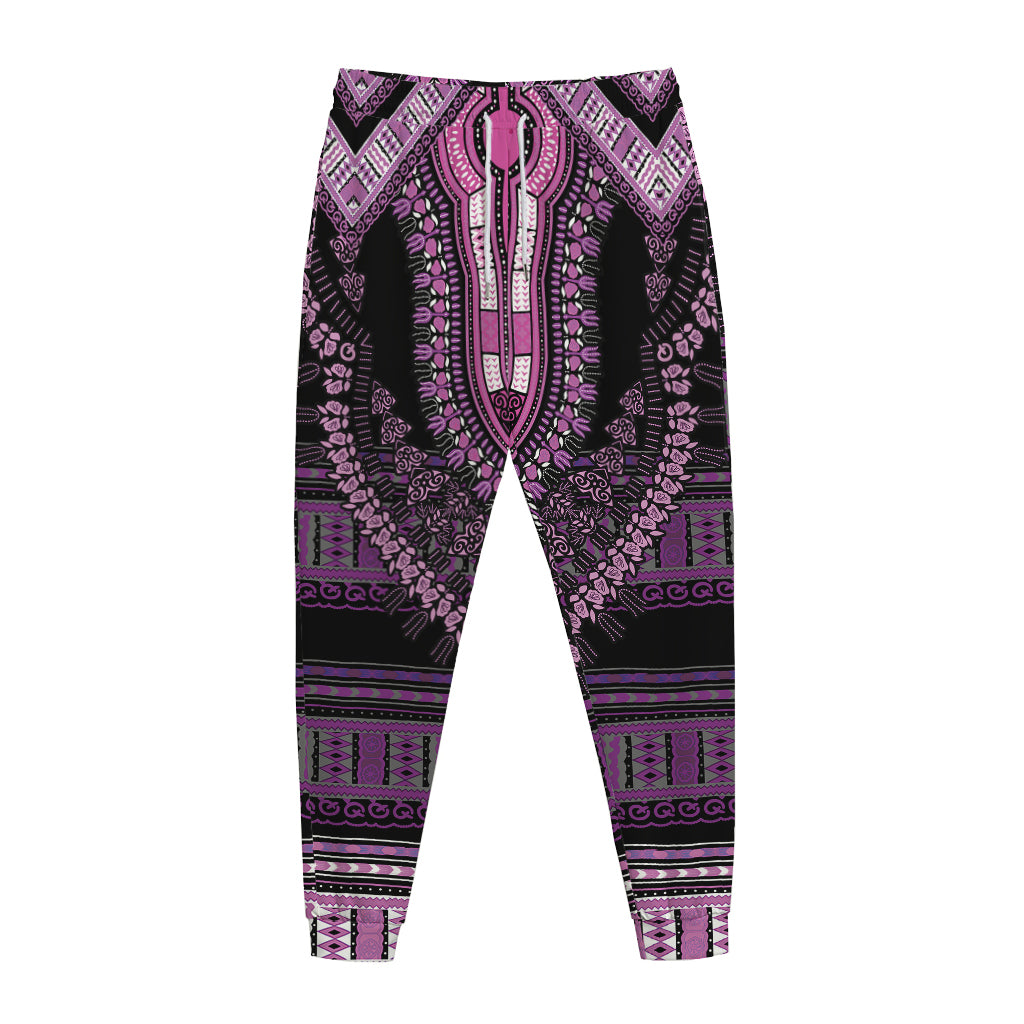 Purple And Black African Dashiki Print Jogger Pants