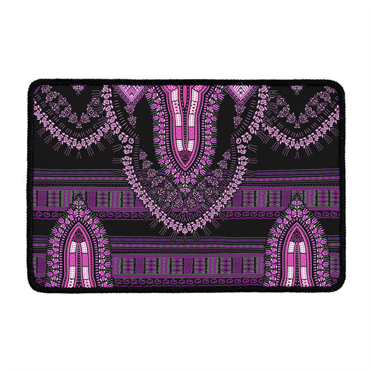 Purple And Black African Dashiki Print Kitchen Mat