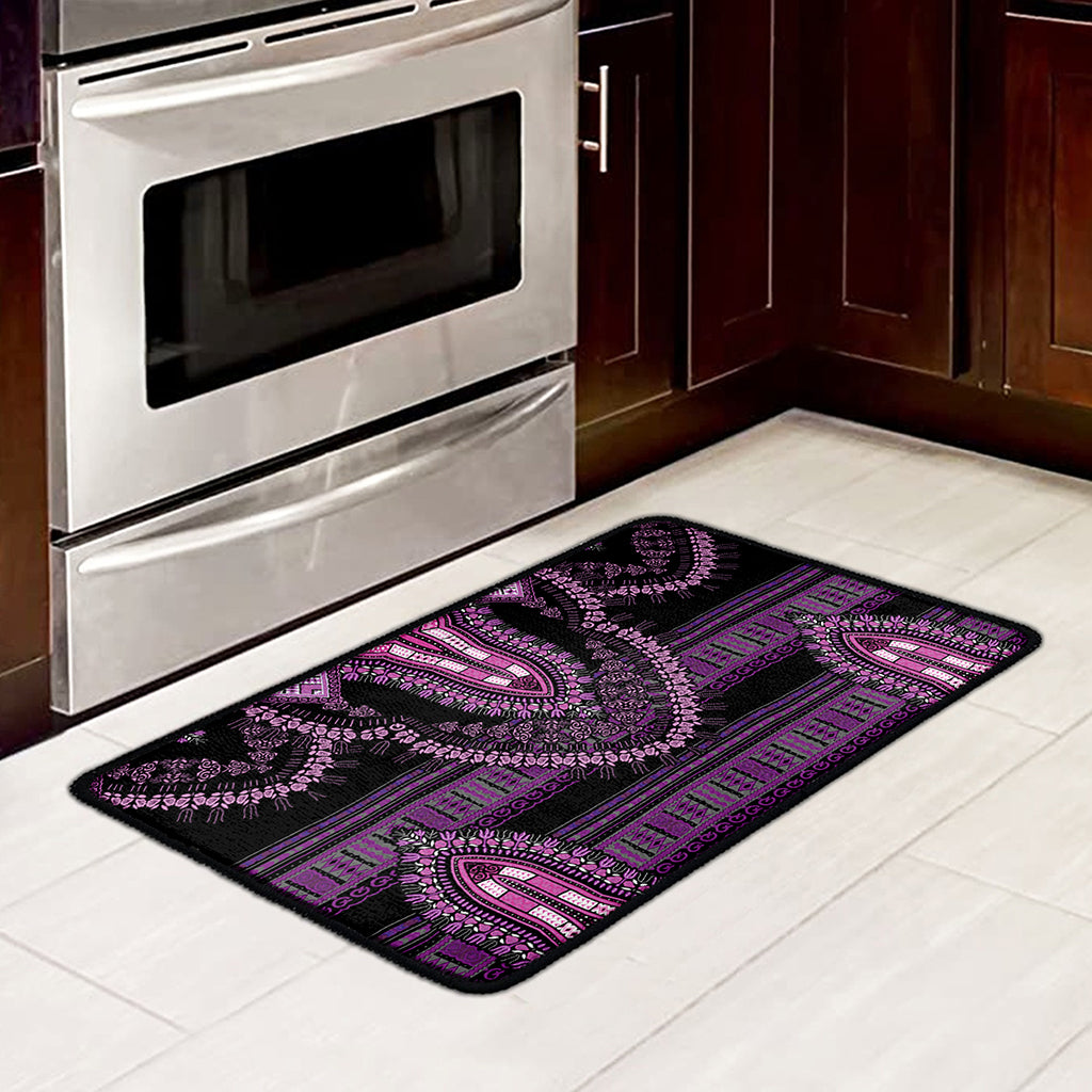 Purple And Black African Dashiki Print Kitchen Mat