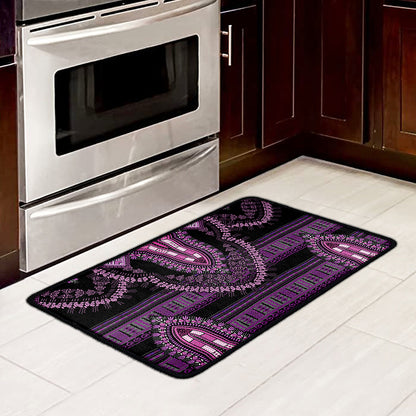 Purple And Black African Dashiki Print Kitchen Mat