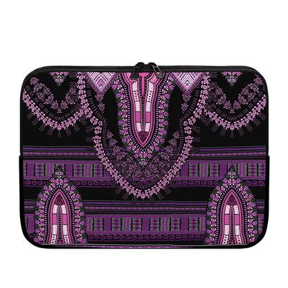 Purple And Black African Dashiki Print Laptop Sleeve