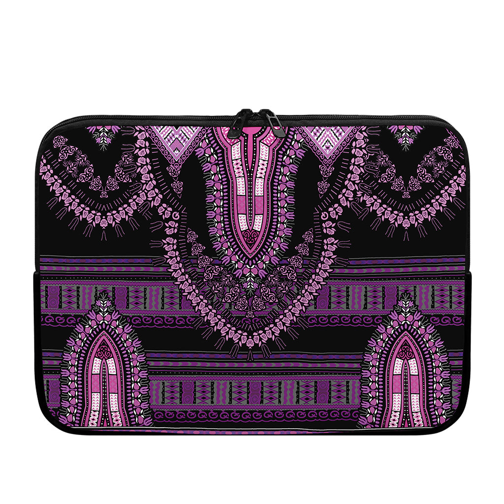 Purple And Black African Dashiki Print Laptop Sleeve