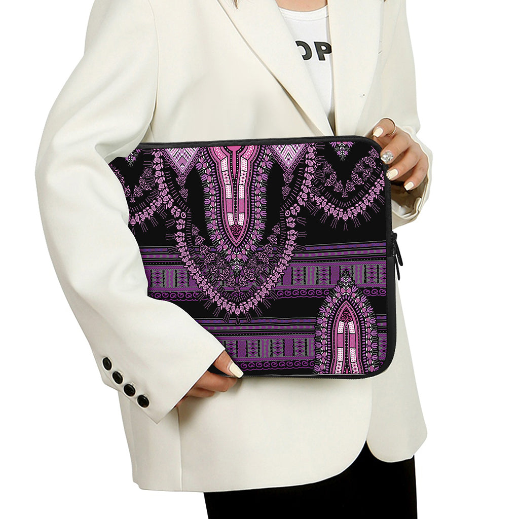 Purple And Black African Dashiki Print Laptop Sleeve