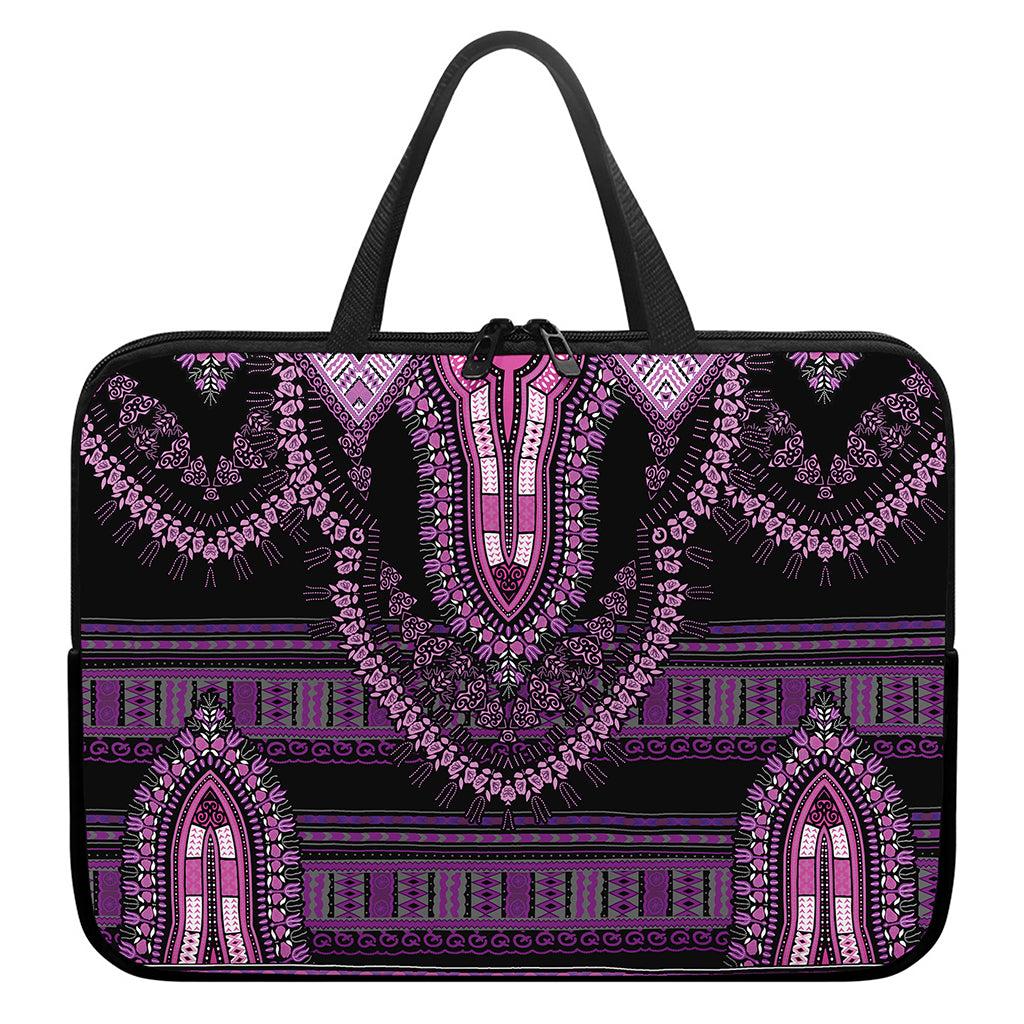 Purple And Black African Dashiki Print Laptop Sleeve With Handle