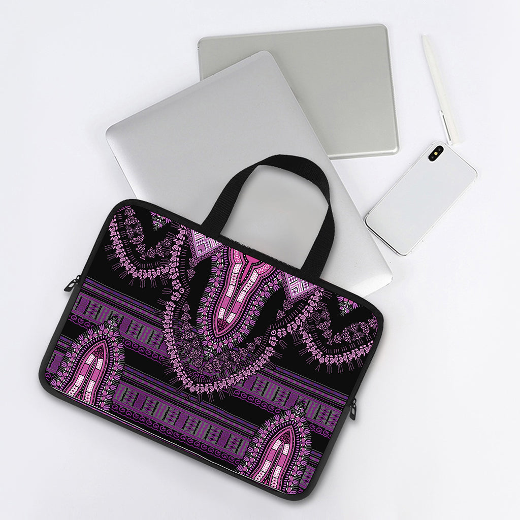 Purple And Black African Dashiki Print Laptop Sleeve With Handle