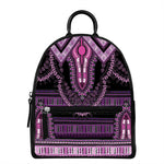 Purple And Black African Dashiki Print Leather Backpack
