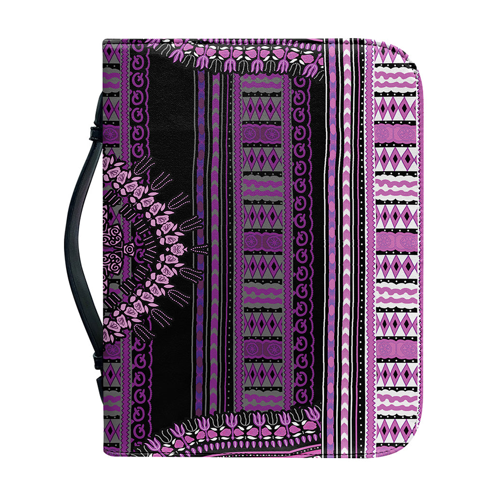 Purple And Black African Dashiki Print Leather Bible Cover