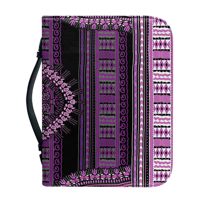 Purple And Black African Dashiki Print Leather Bible Cover