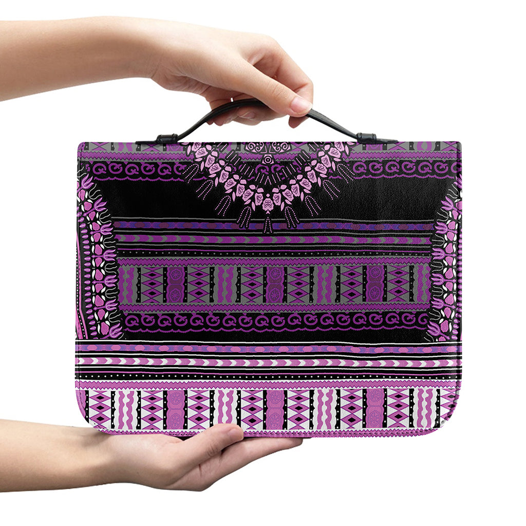 Purple And Black African Dashiki Print Leather Bible Cover