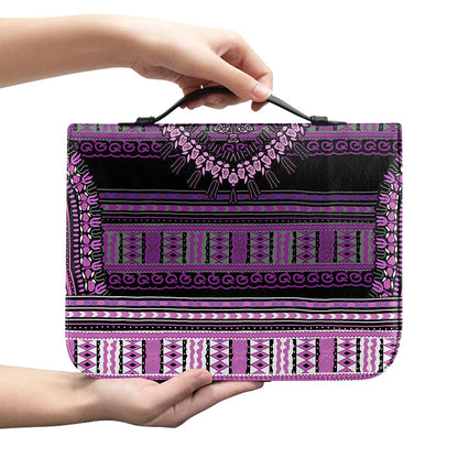 Purple And Black African Dashiki Print Leather Bible Cover