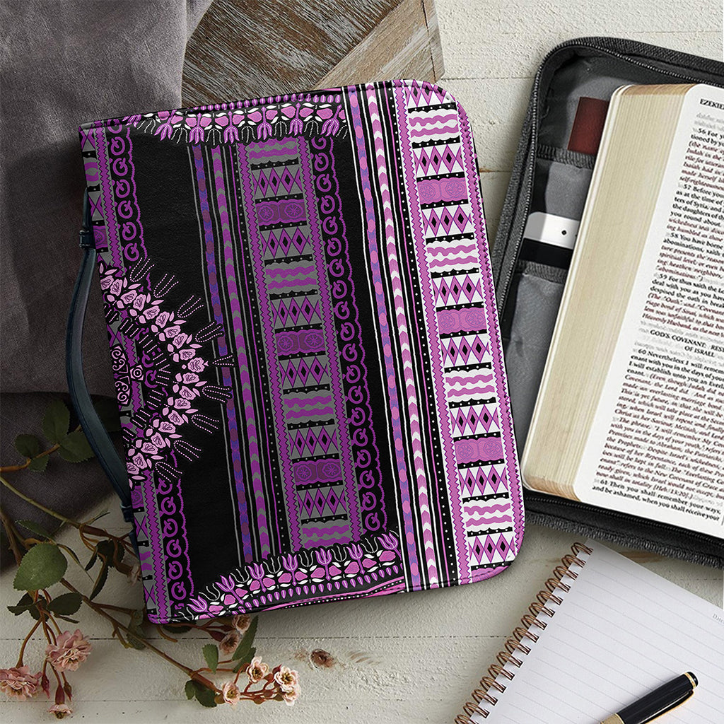 Purple And Black African Dashiki Print Leather Bible Cover