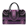 Purple And Black African Dashiki Print Leather Duffel Bag