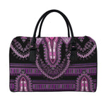 Purple And Black African Dashiki Print Leather Duffle Bag