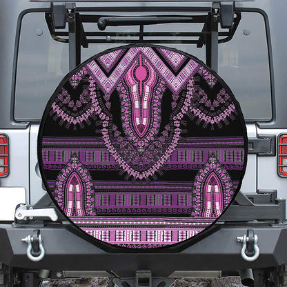 Purple And Black African Dashiki Print Leather Spare Tire Cover
