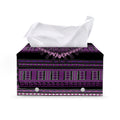 Purple And Black African Dashiki Print Leather Tissue Box Cover