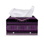 Purple And Black African Dashiki Print Leather Tissue Box Cover