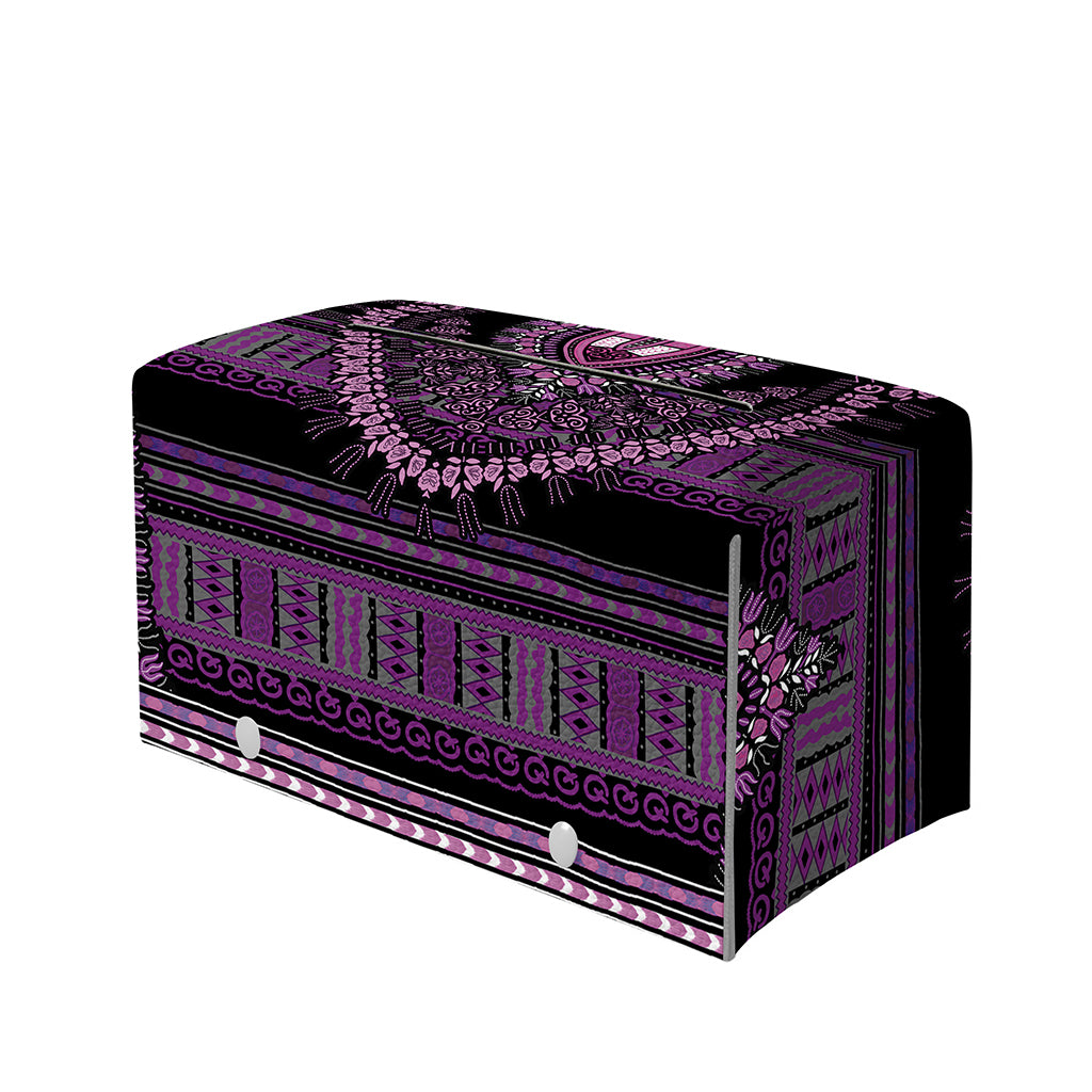 Purple And Black African Dashiki Print Leather Tissue Box Cover
