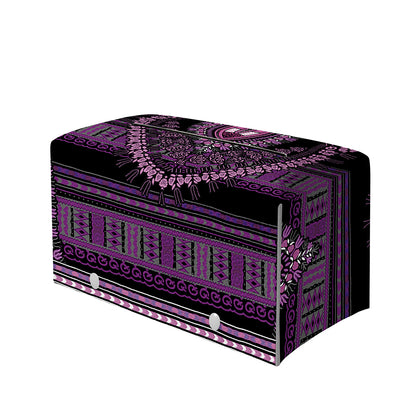 Purple And Black African Dashiki Print Leather Tissue Box Cover