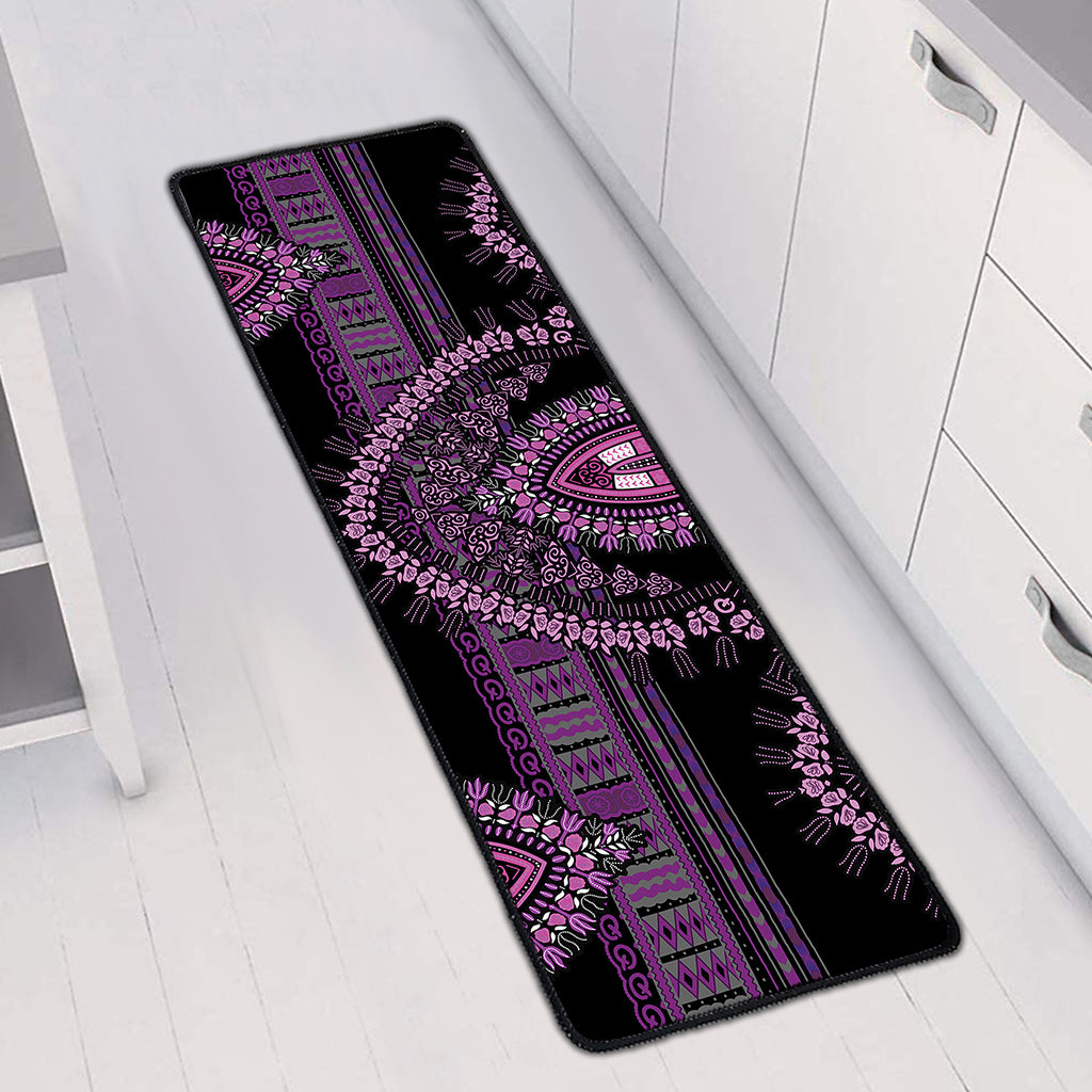 Purple And Black African Dashiki Print Long Kitchen Mat