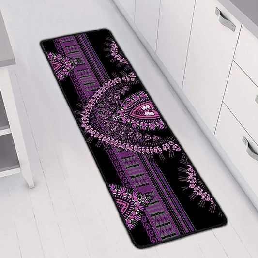 Purple And Black African Dashiki Print Long Kitchen Mat