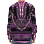 Purple And Black African Dashiki Print Long Sleeve Baseball Jersey