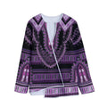 Purple And Black African Dashiki Print Long Sleeve Short Coat