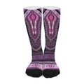 Purple And Black African Dashiki Print Long Socks