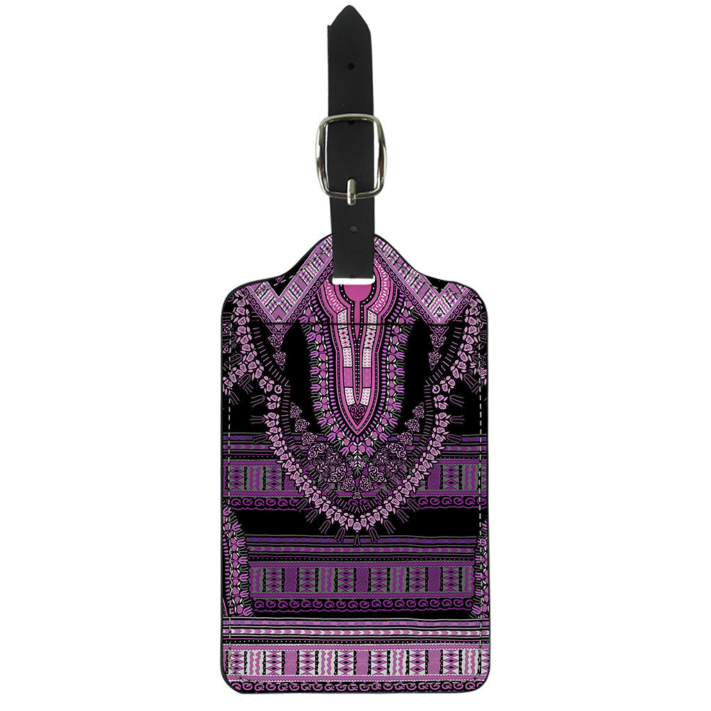Purple And Black African Dashiki Print Luggage Tag