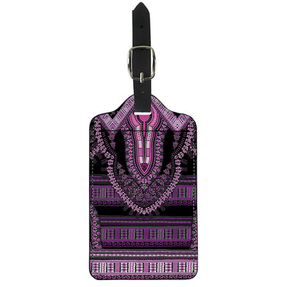 Purple And Black African Dashiki Print Luggage Tag