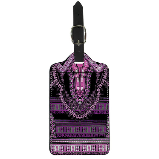 Purple And Black African Dashiki Print Luggage Tag