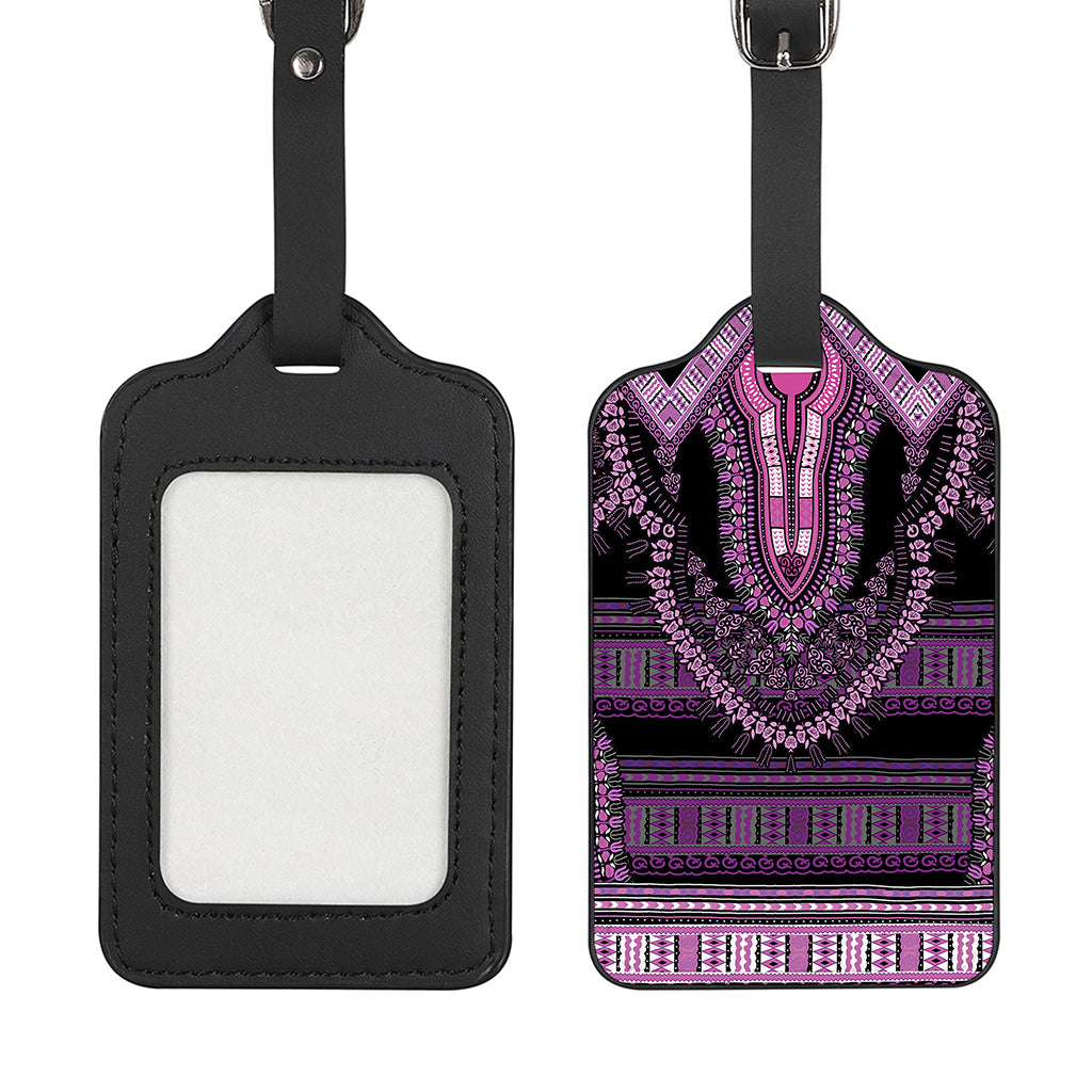 Purple And Black African Dashiki Print Luggage Tag