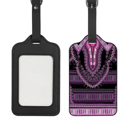 Purple And Black African Dashiki Print Luggage Tag