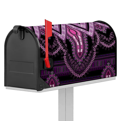 Purple And Black African Dashiki Print Mailbox Cover