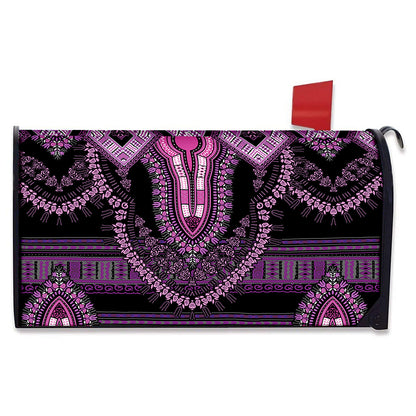 Purple And Black African Dashiki Print Mailbox Cover