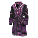 Purple And Black African Dashiki Print Men's Bathrobe