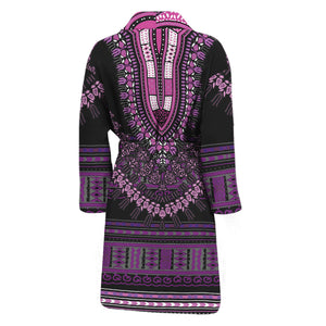 Purple And Black African Dashiki Print Men's Bathrobe