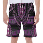 Purple And Black African Dashiki Print Men's Beach Shorts