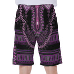 Purple And Black African Dashiki Print Men's Beach Shorts
