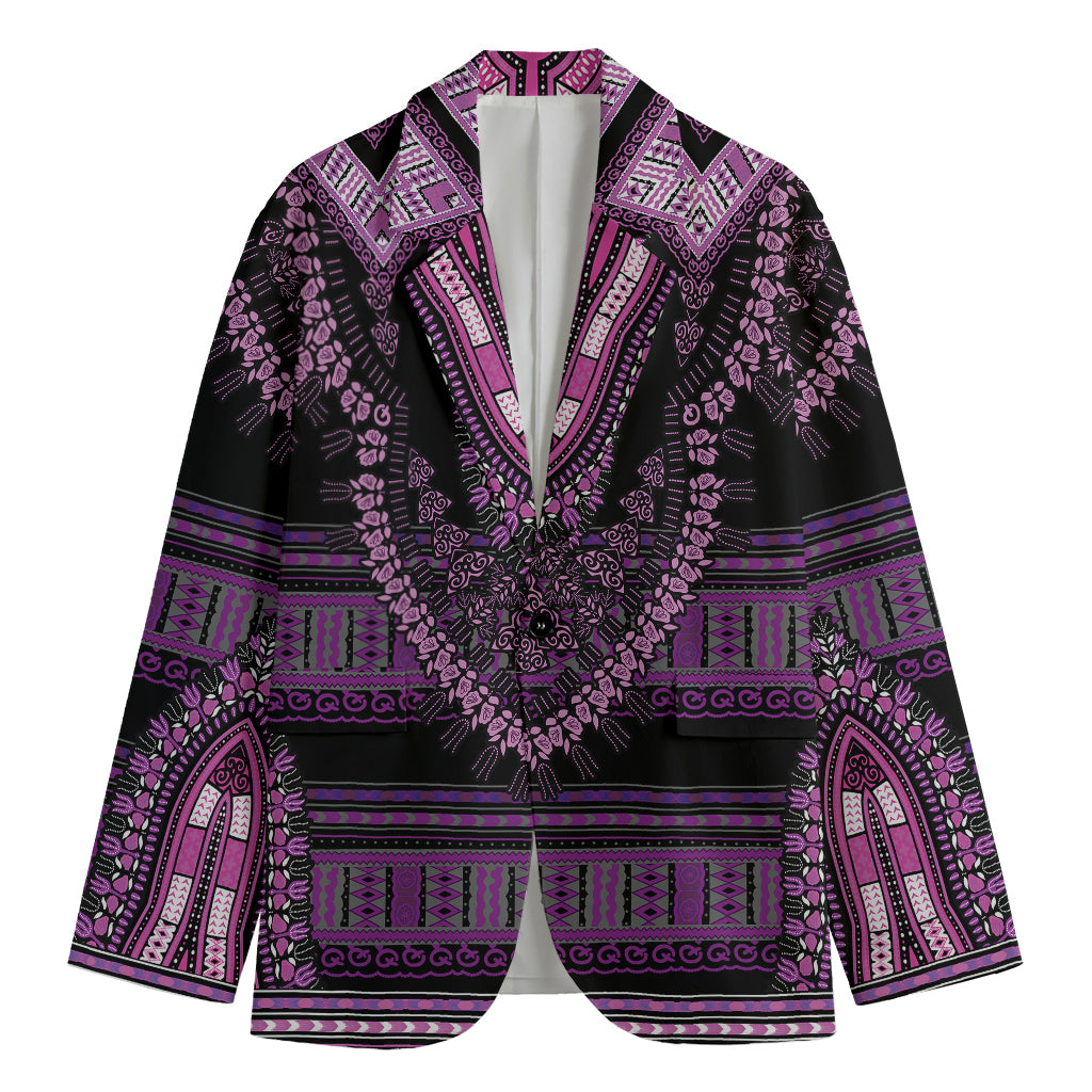 Purple And Black African Dashiki Print Men's Blazer