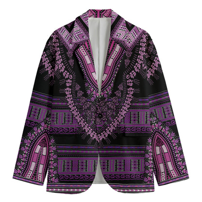 Purple And Black African Dashiki Print Men's Blazer
