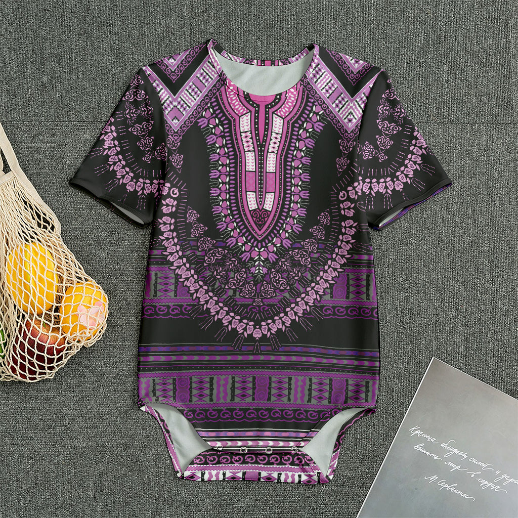 Purple And Black African Dashiki Print Men's Bodysuit