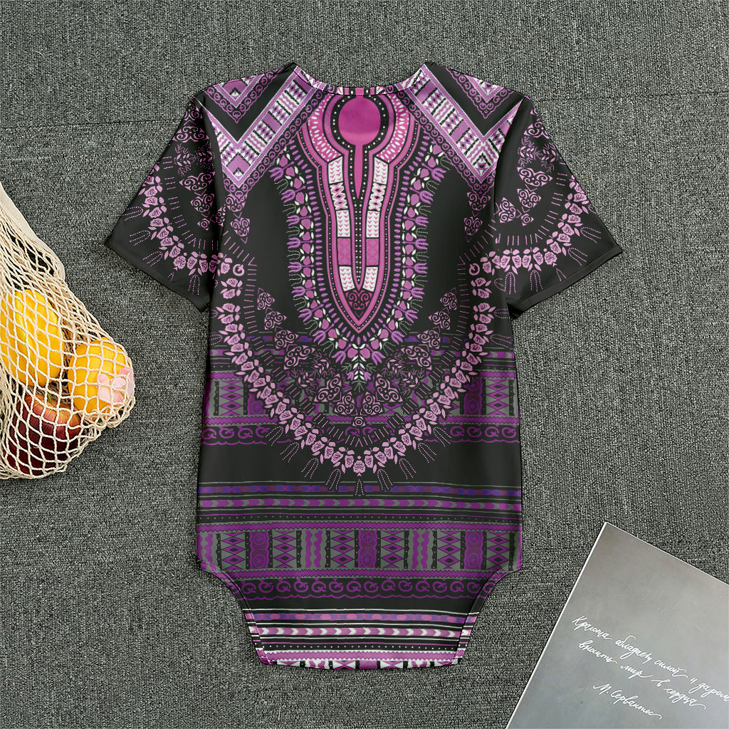 Purple And Black African Dashiki Print Men's Bodysuit