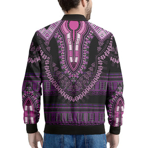 Purple And Black African Dashiki Print Men's Bomber Jacket