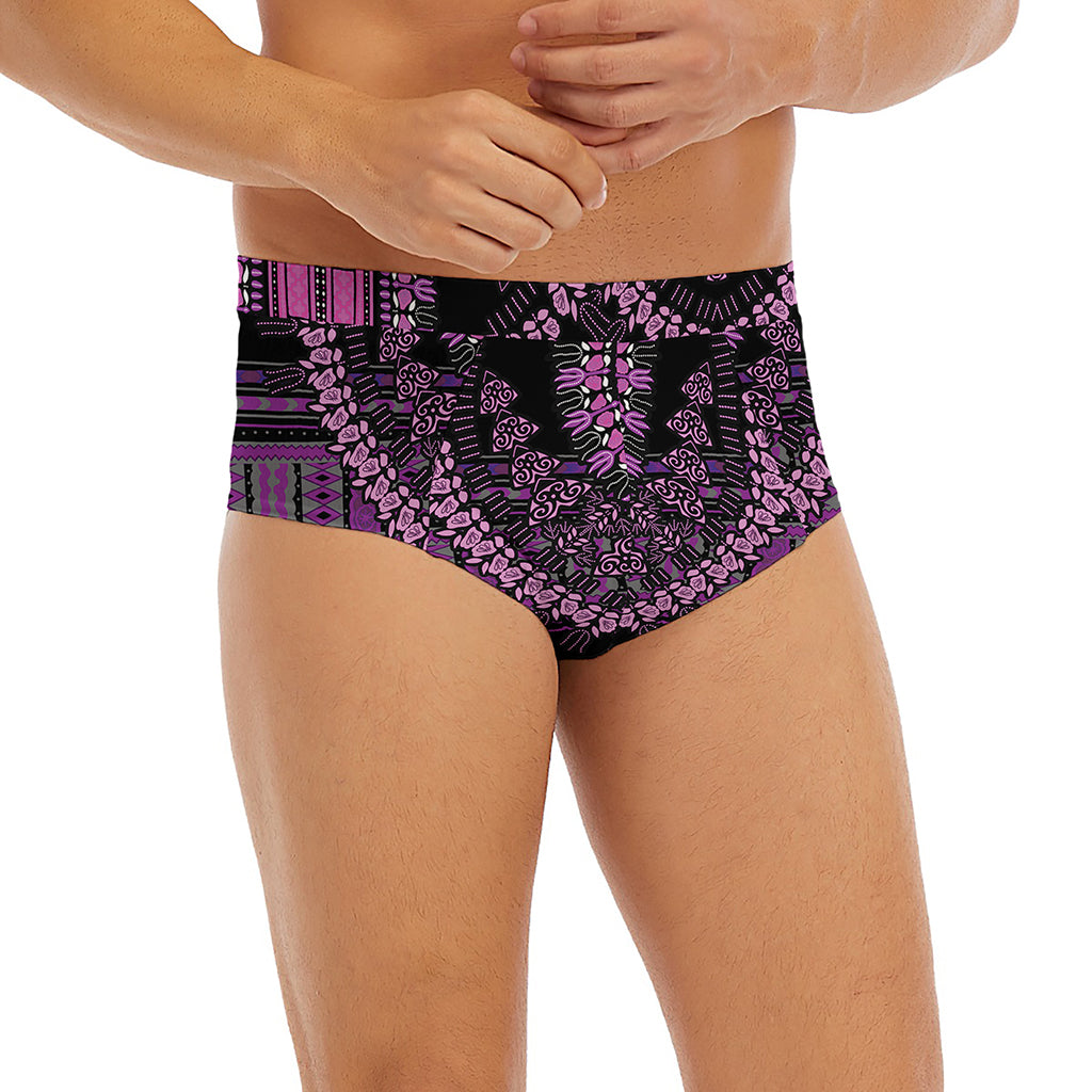 Purple And Black African Dashiki Print Men's Briefs