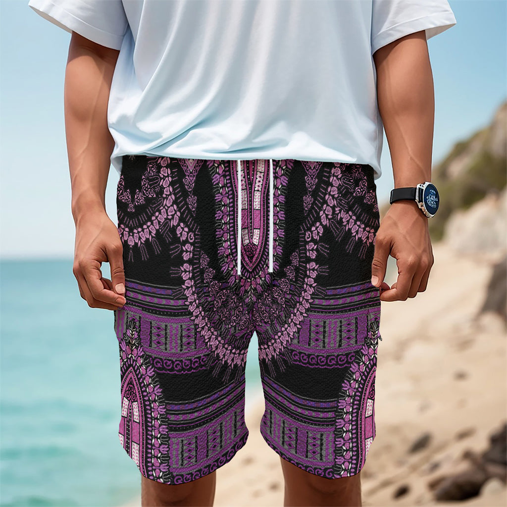 Purple And Black African Dashiki Print Men's Cargo Shorts