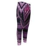 Purple And Black African Dashiki Print Men's Compression Pants